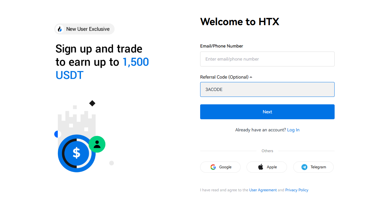 HTX Earn page showing APY rates